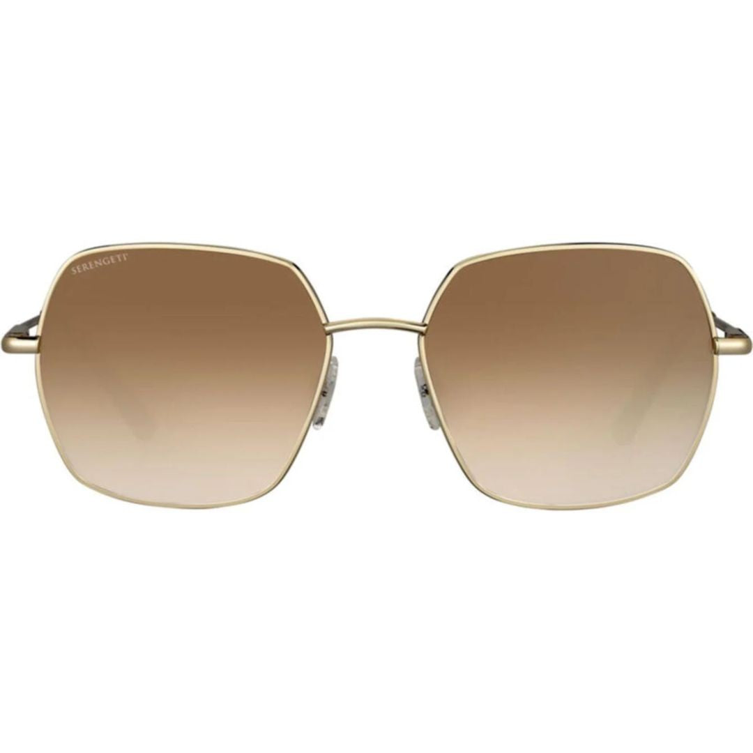 Serengeti Loy Geometric Square Frame Sunglasses With Tortoiseshell Tips