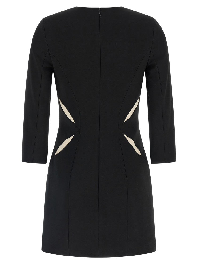 Elisabetta Franchi Mini Dress With Crewneck And Contrasting Waist Inserts