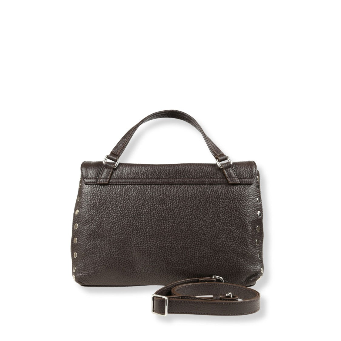 Zanellato Structured Brown Hammered Leather Handbag With Adjustable Strap