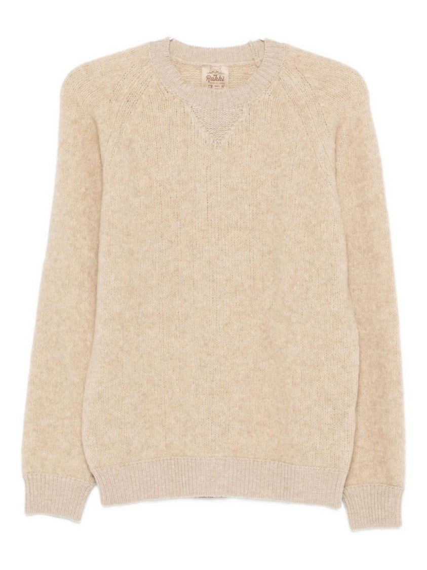 Rakki' Textured Knit Beige Sweatshirt With Relaxed Fit