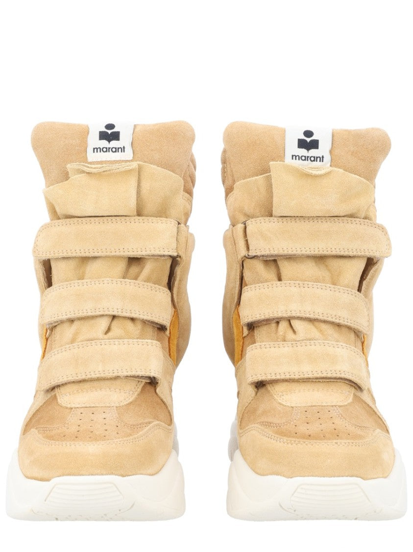 Isabel Marant Beige Balskee Triple Velcro Wedge Sneakers