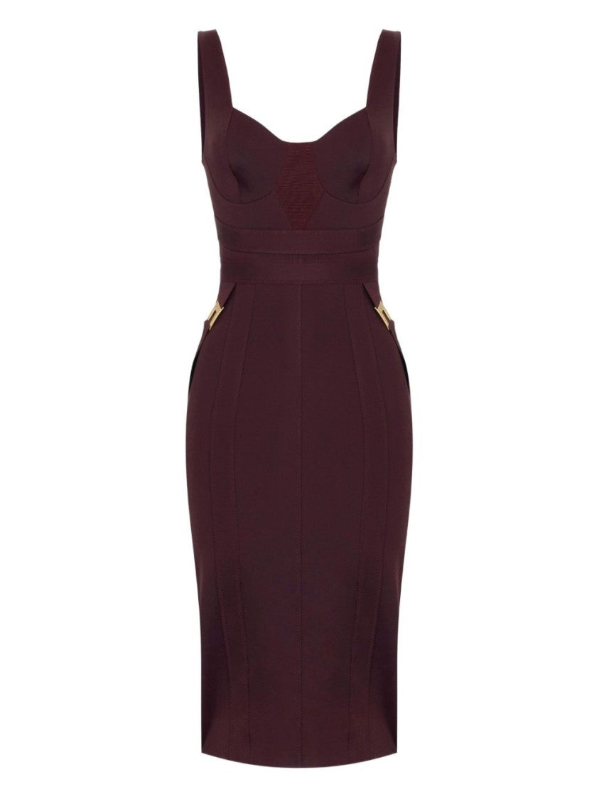 Elisabetta Franchi Fitted Midi Dress With Structured Bodice