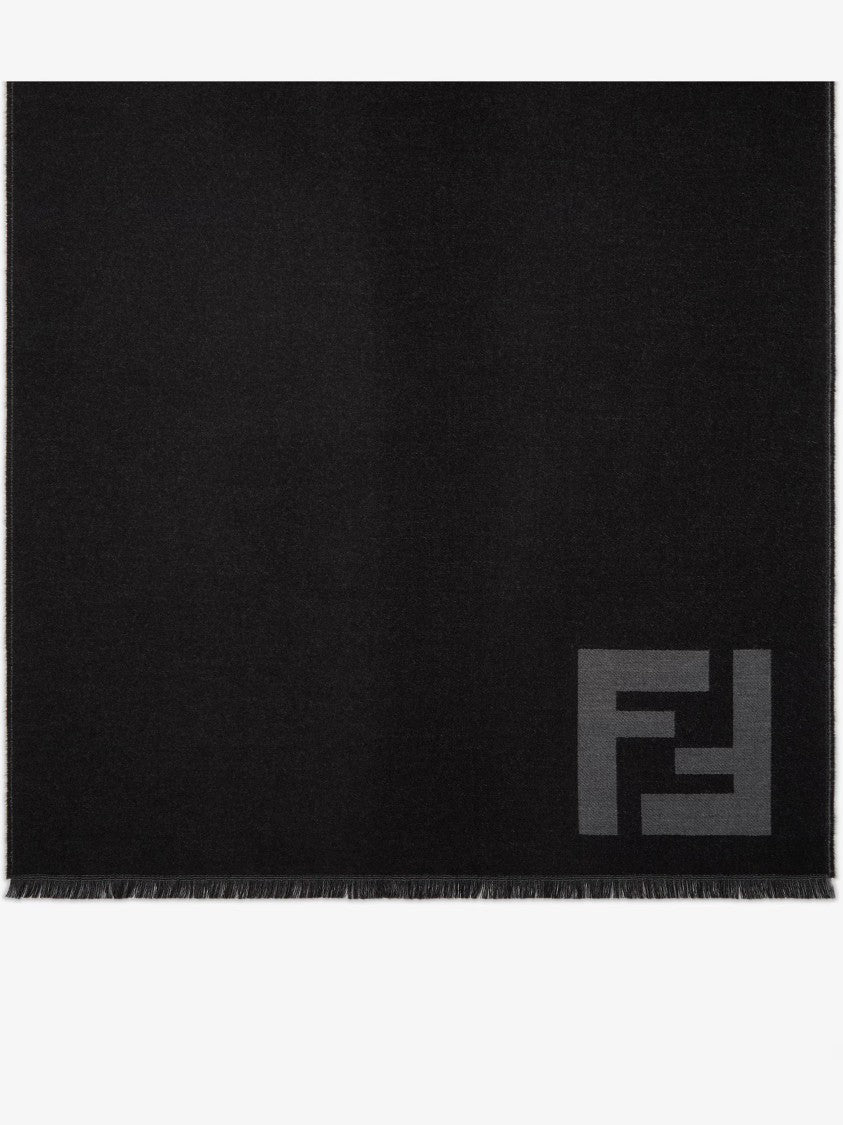 Fendi Ff Rectangular Black Subtle Logo Scarf