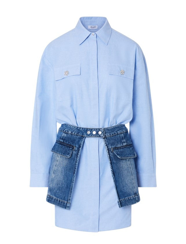 Liu Jo Shirt Dress In No-Stretch Denim With Classic Collar