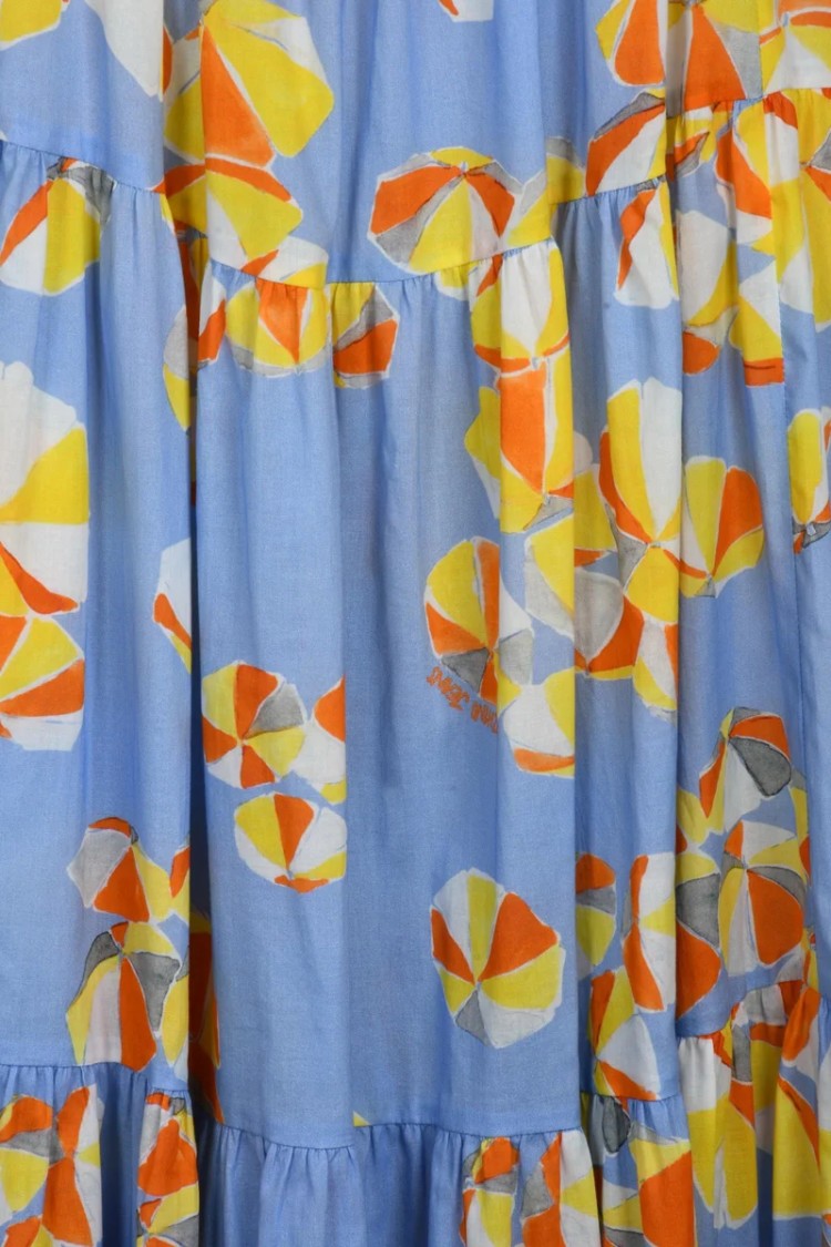 Mo5ch1no Jeans Jeans Long Flared Dress - Blue/Yellow