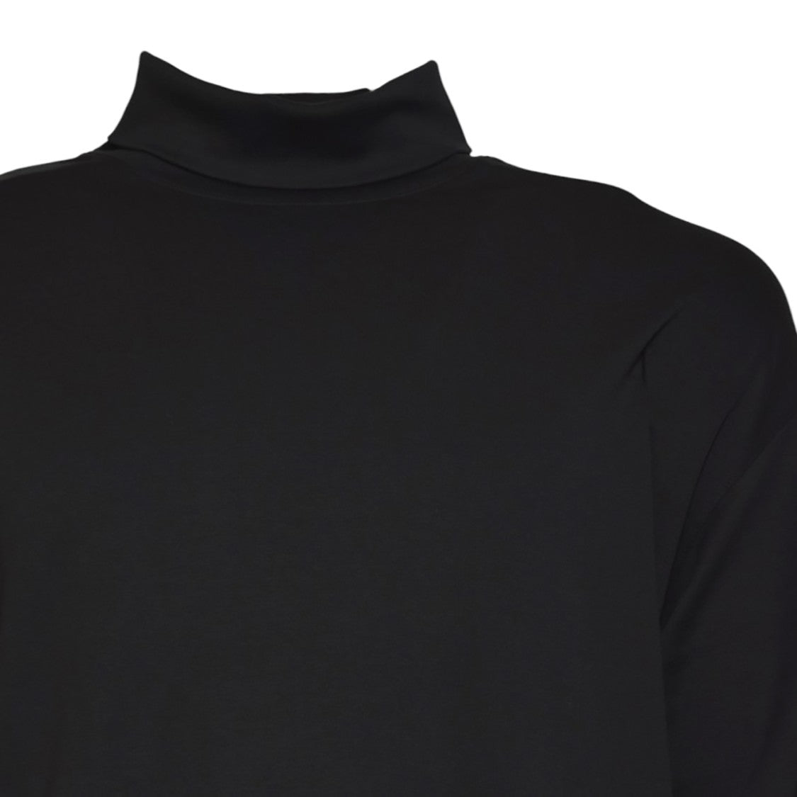 Lemaire Long-Sleeved Black Top With High Neckline And Relaxed Fit