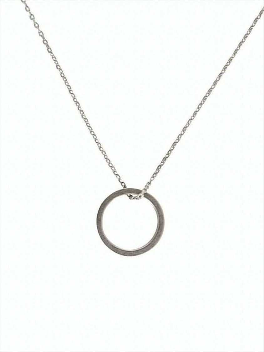 Maison Margiela Delicate Silver Necklace With Circular Pendant And Engraved Details