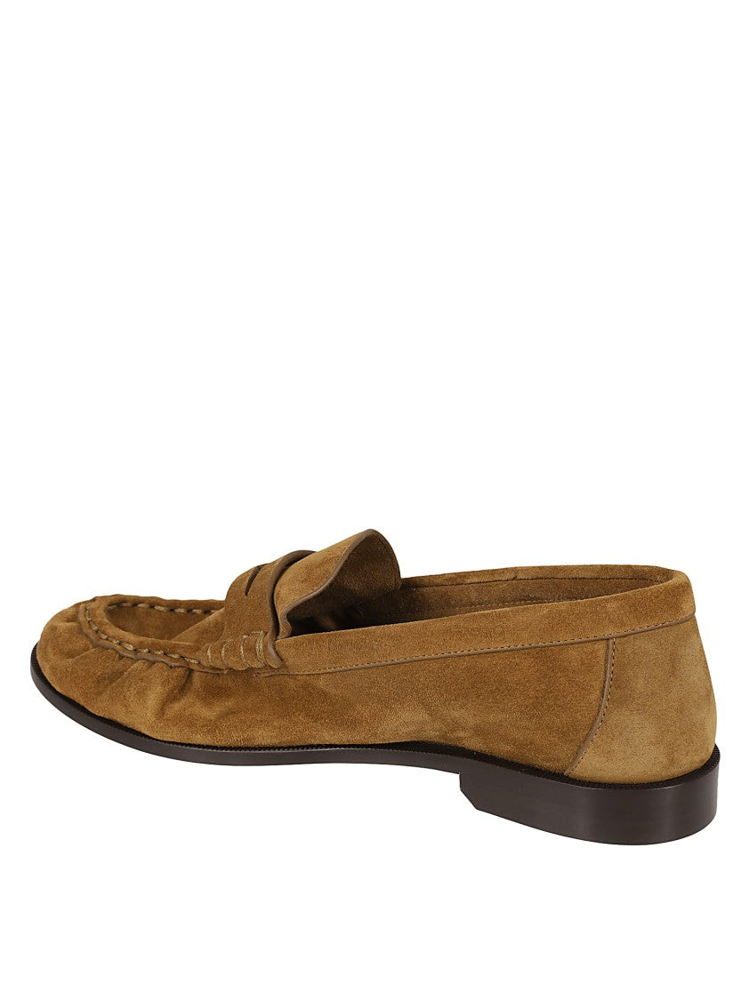 Saint Laurent Moccasin-Style Brown Calf Leather Flat Shoes