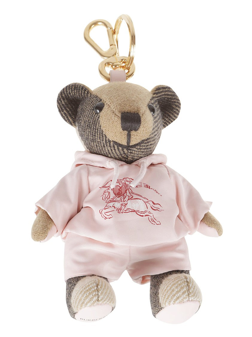 Burberry Plush Cashmere Teddy Bear Keychain With Gold-Tone Hardware
