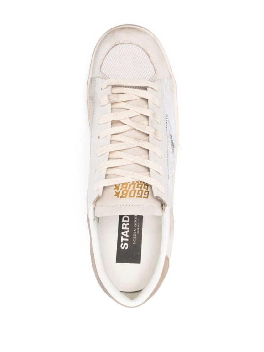 Golden Goose Stardan Neutral Sneakers With Textured Leather