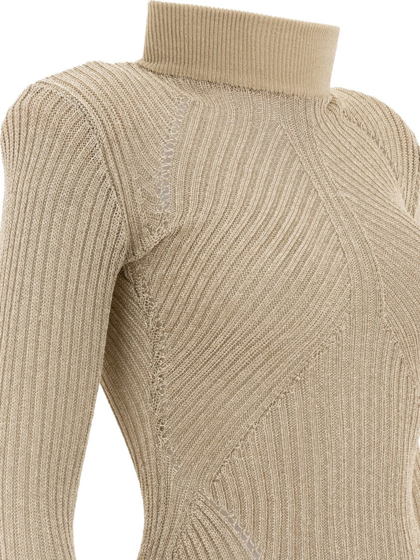 Self-Portrait Fitted Midi Dress With High Turtleneck