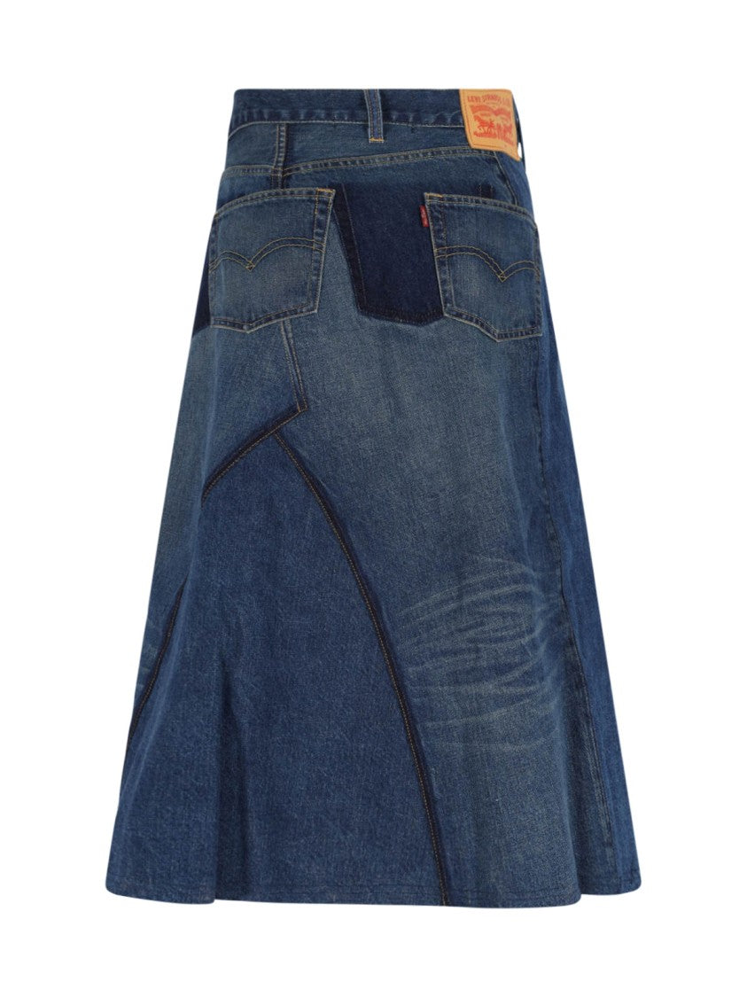 Junya Watanabe Logo Midi Denim Skirt – Blue