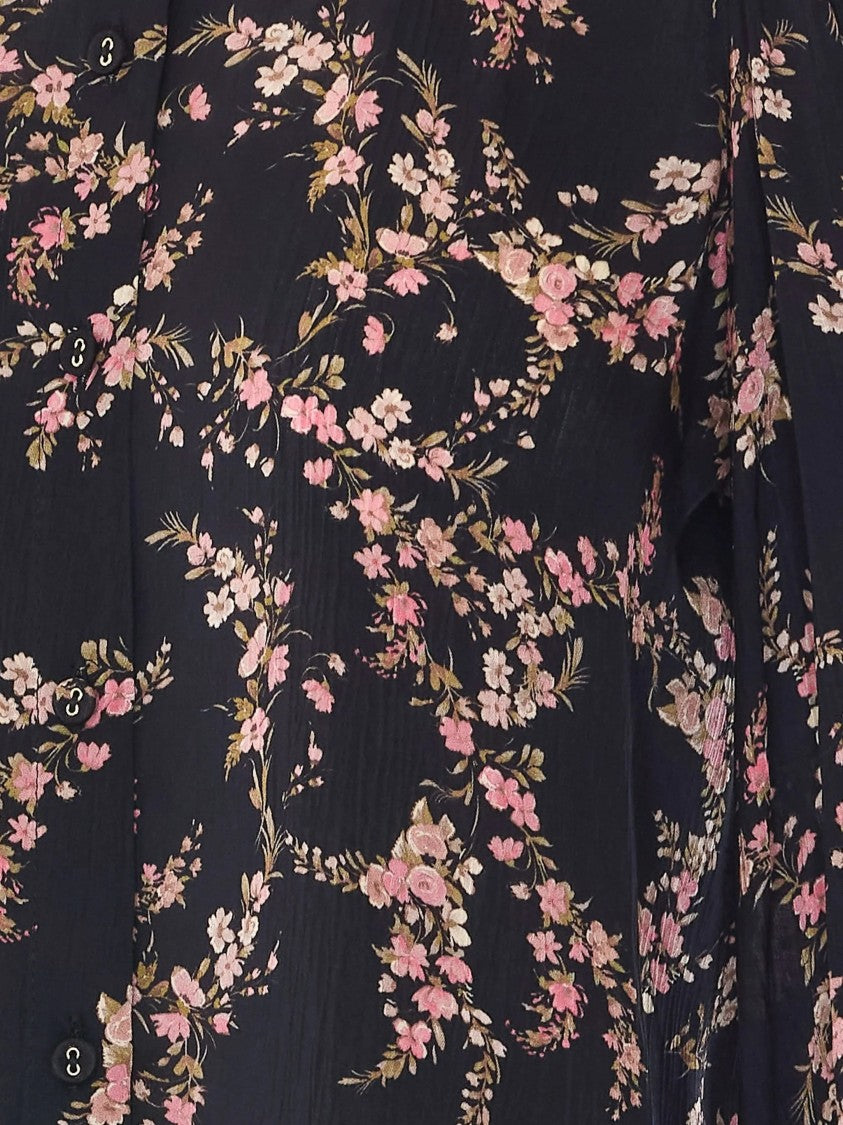 Twin-Set Lightweight Floral Printed Puffed-Sleeve Blouse