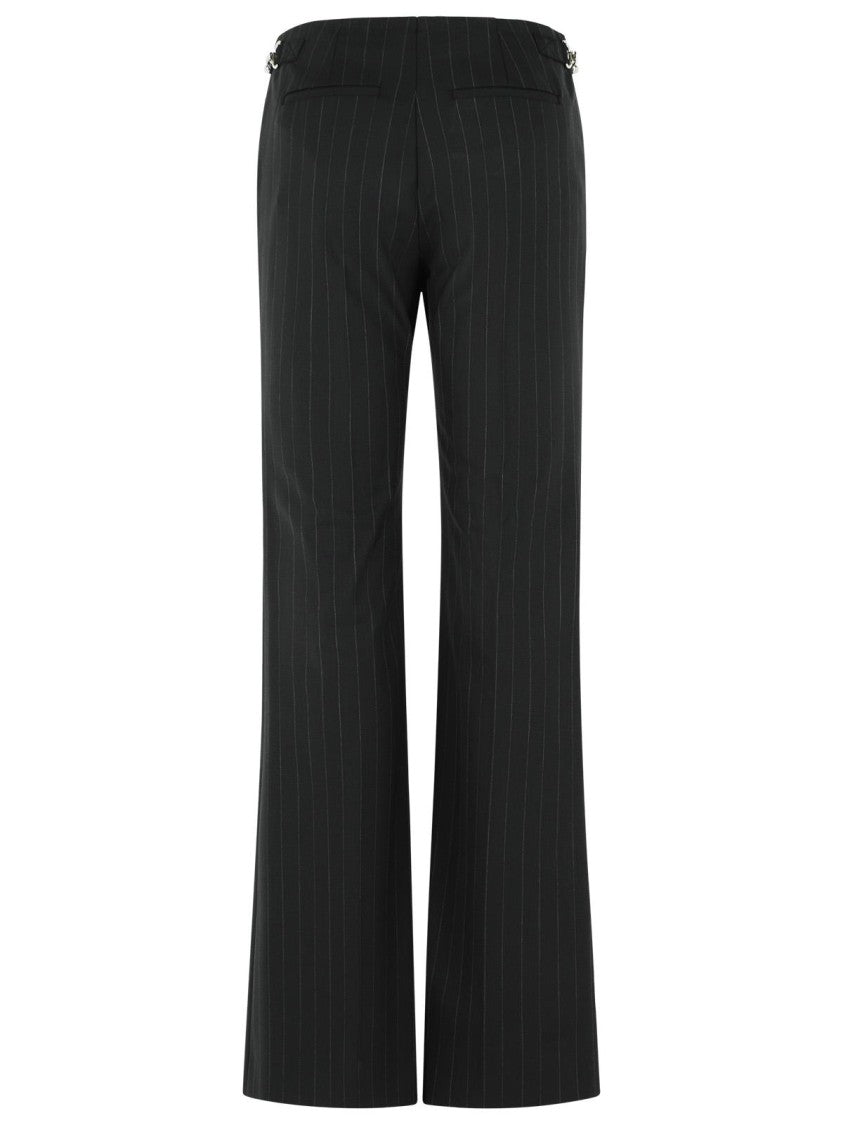 Sportmax 'Alcamo' Black Chevron Wool Flared Pants