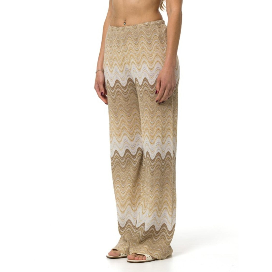 Mc2 Saint Barth Wide-Leg Pants With Wavy Zigzag Pattern