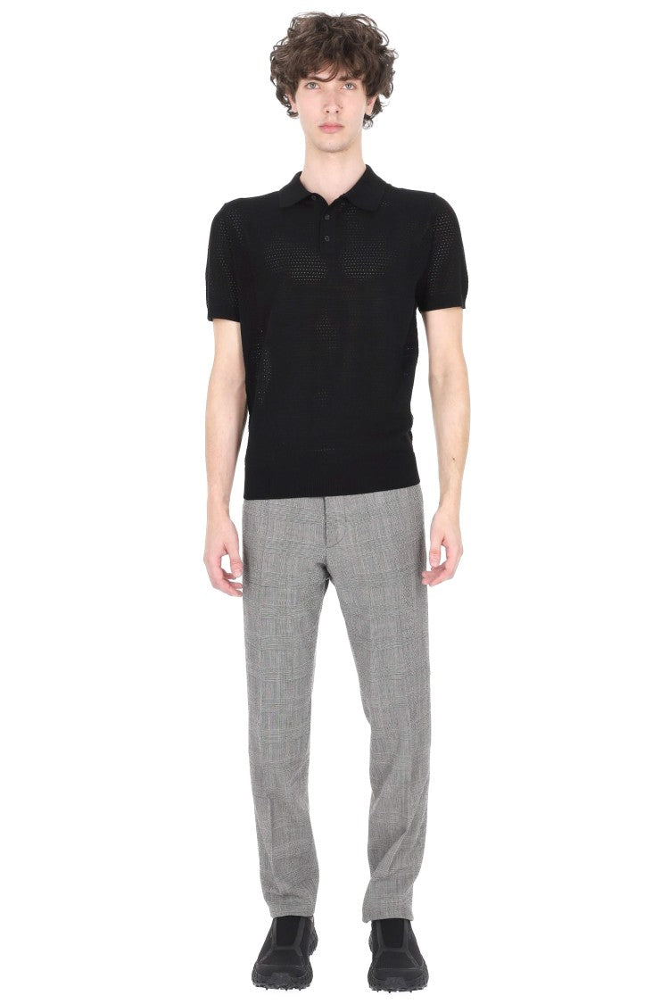 Roberto Collina Perforated Open-Knit Cotton Polo Shirt