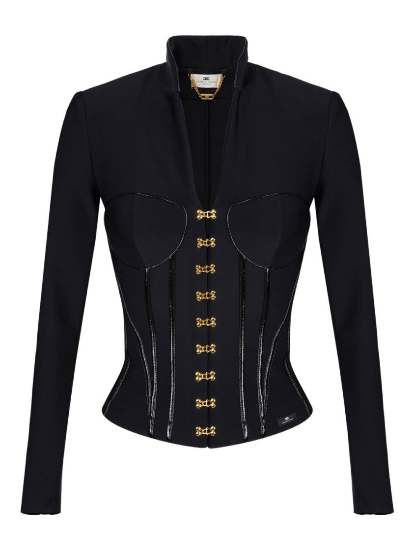 Elisabetta Franchi Structured Black Jacket With Corset Silhouette