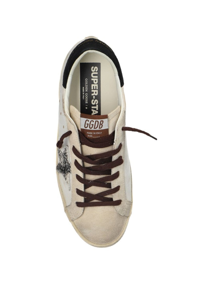 Golden Goose Distressed White Leather Low-Top Sneakers With Signature Star Detail