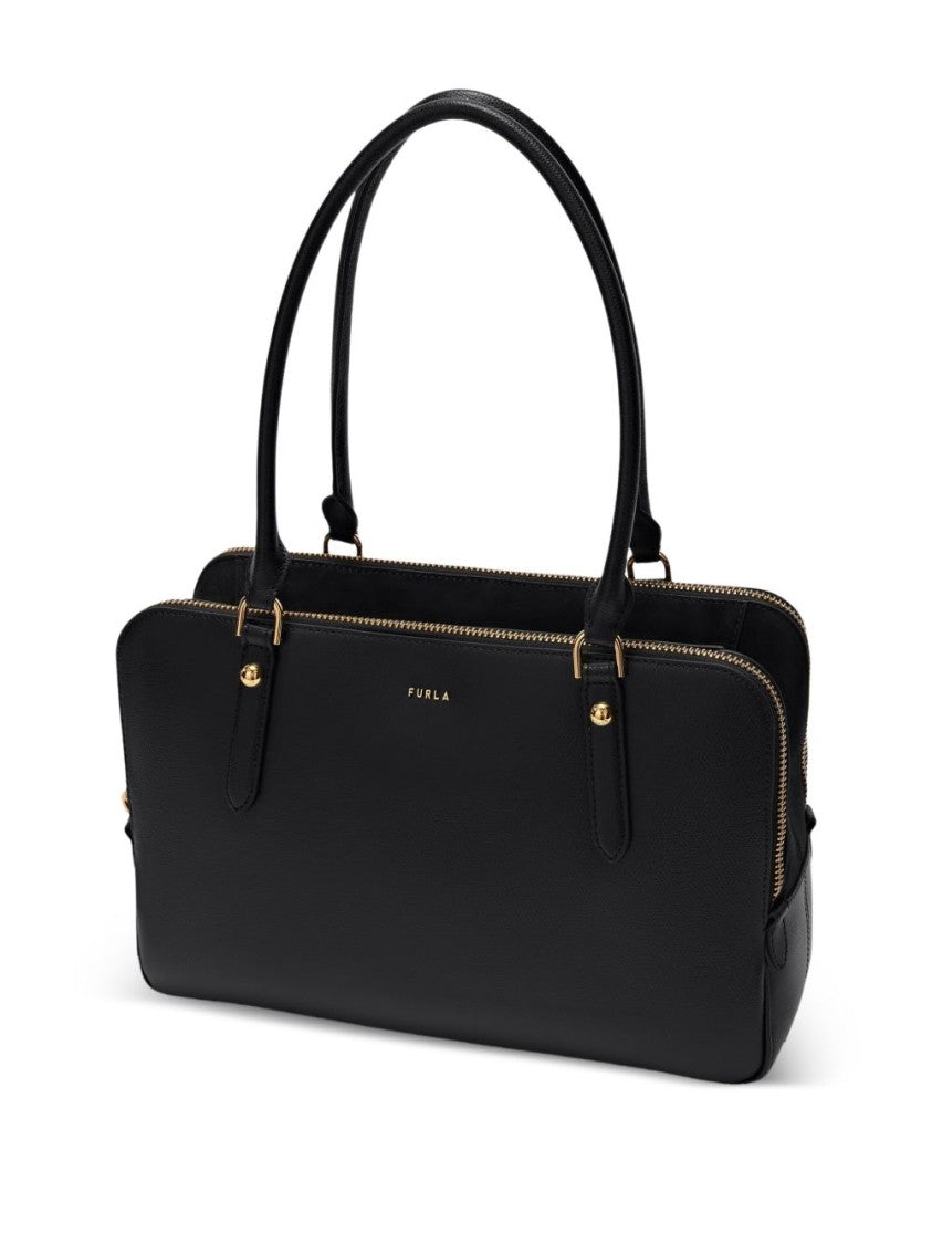Furla Rectangular Black Handbag With Gold-Tone Hardware