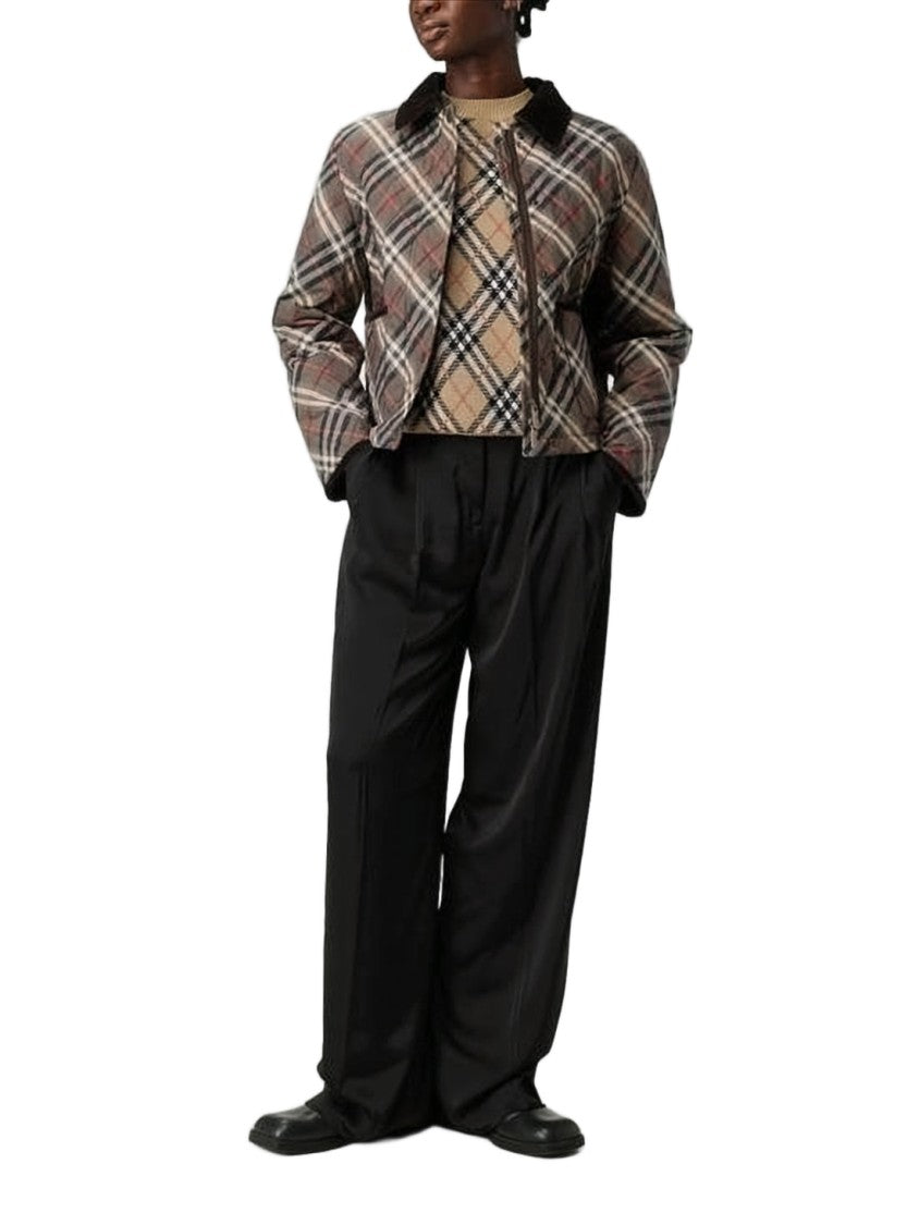 Burberry Plaid Knit Sweater With Ribbed Cuffs