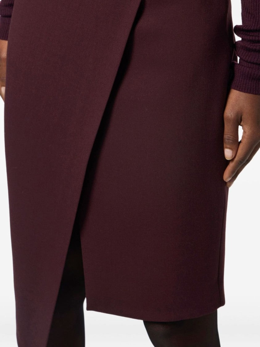 Elisabetta Franchi Asymmetrical Bordeaux Skirt With Wrap-Style Front