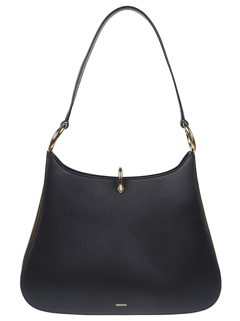 Rabanne Large Ring Black Leather Bag