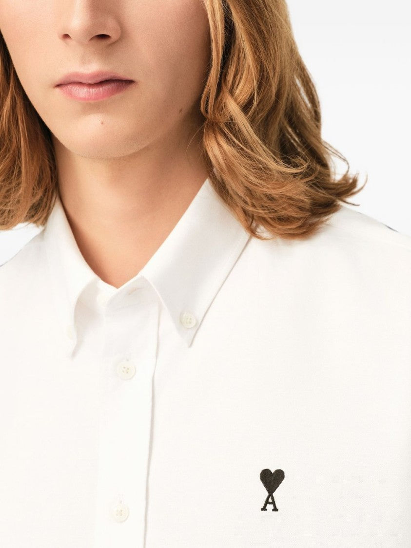 Ami Paris Button-Down Shirt With Embroidered Heart And Letter 'A'
