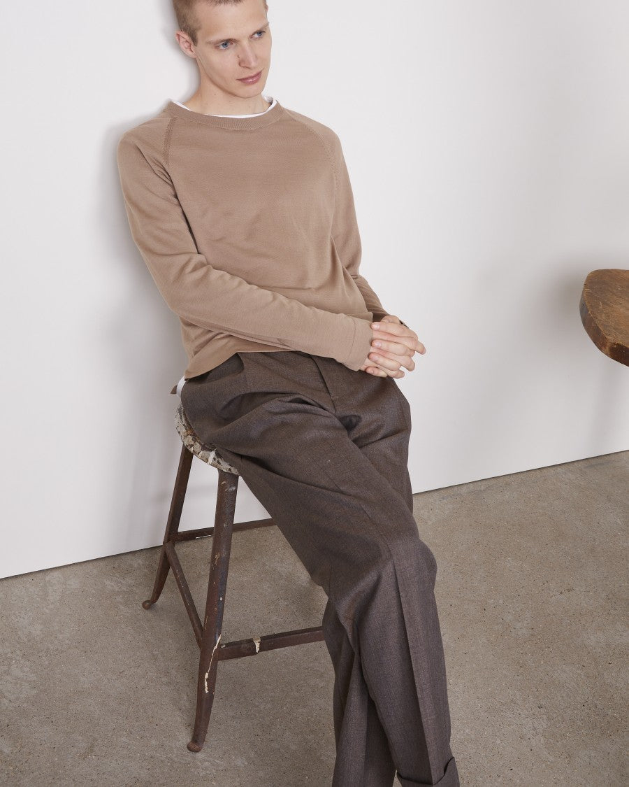 Officine Generale Raglan Sleeve Crewneck Sweater With Side Slits