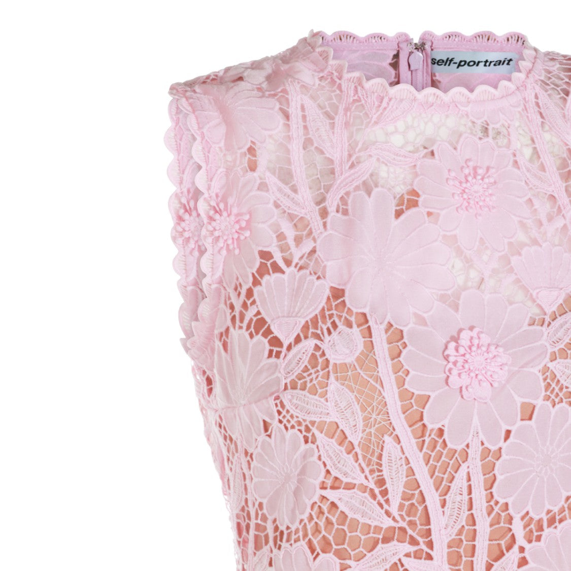 Self-Portrait Intricate Lace Mini Dress With Scalloped Edges