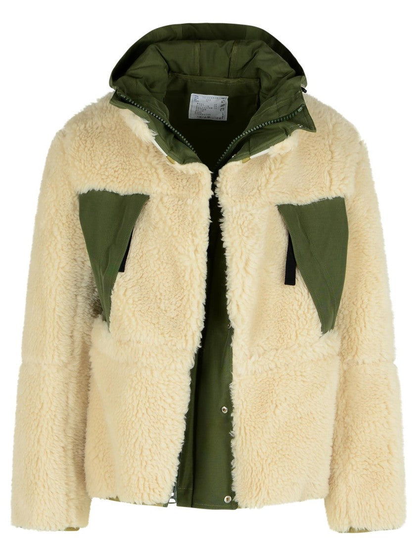Sacai 'Sherling' Beige Wool Blend Jacket