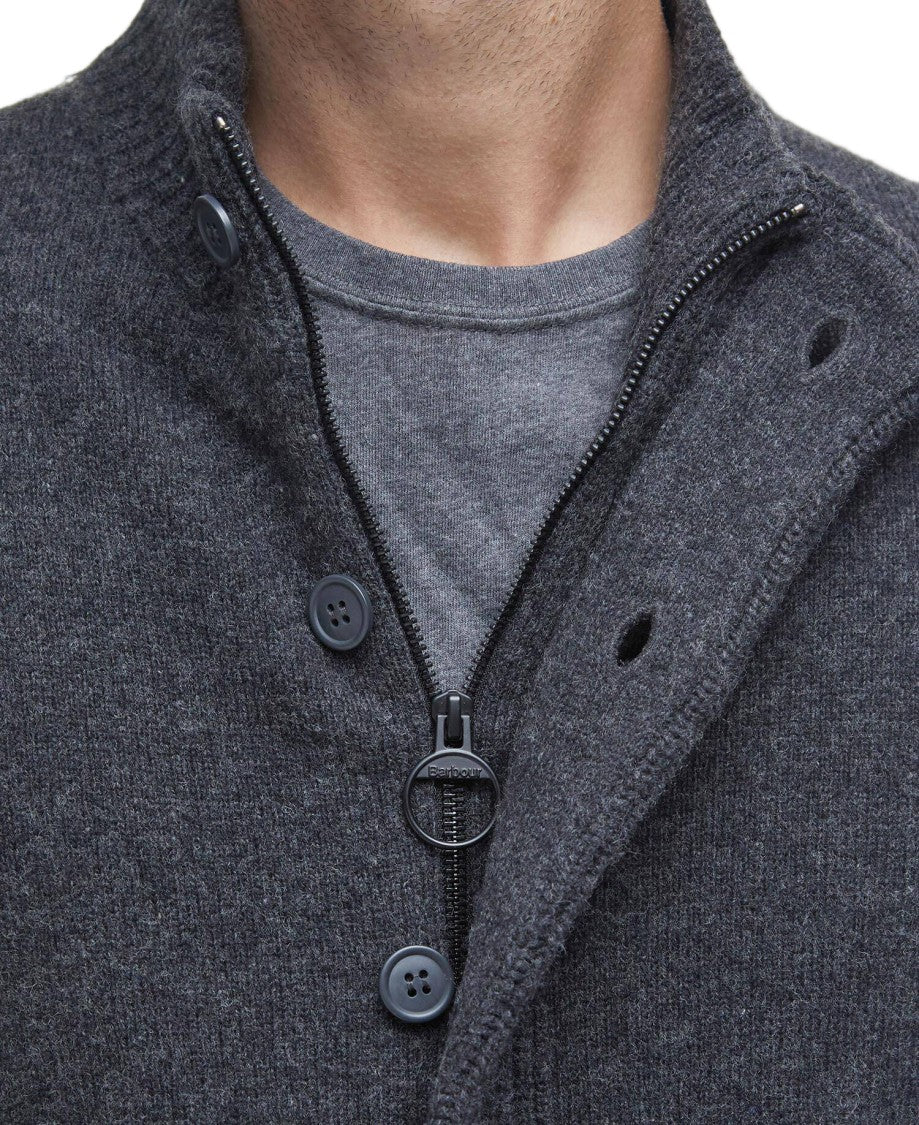 Barbour Charcoal Marl Zip Through Cardigan