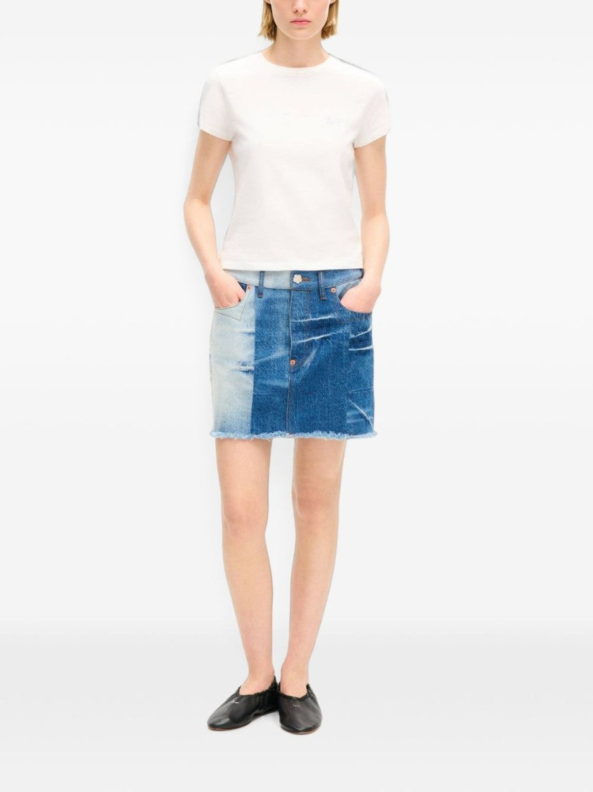 Kenzo Blue Denim Patchwork Mini Skirt