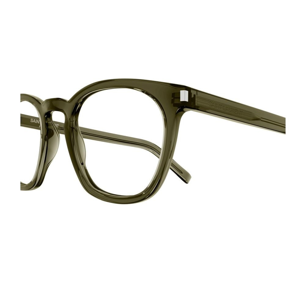 Saint Laurent Sl 28 Opt Linea Corner Angle Panthos-Shaped Green Acetate Optical Frames
