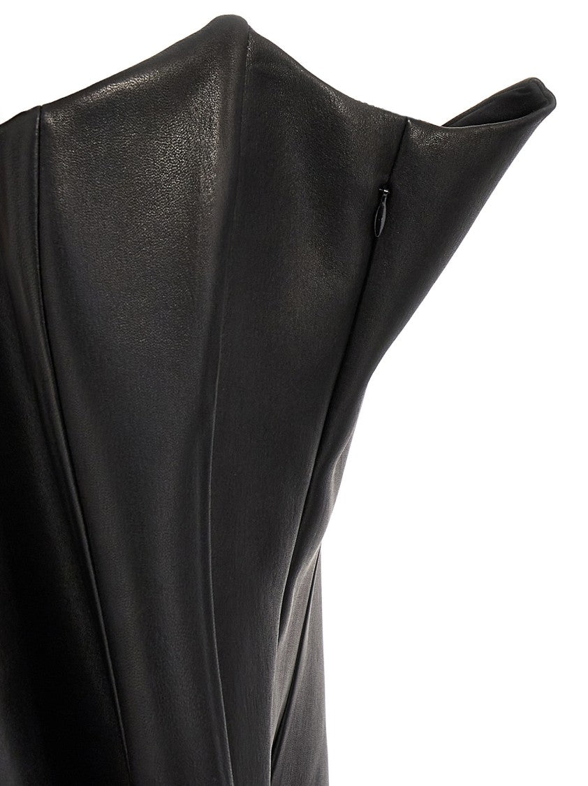 Mônot Asymmetric Leather Bustier Top
