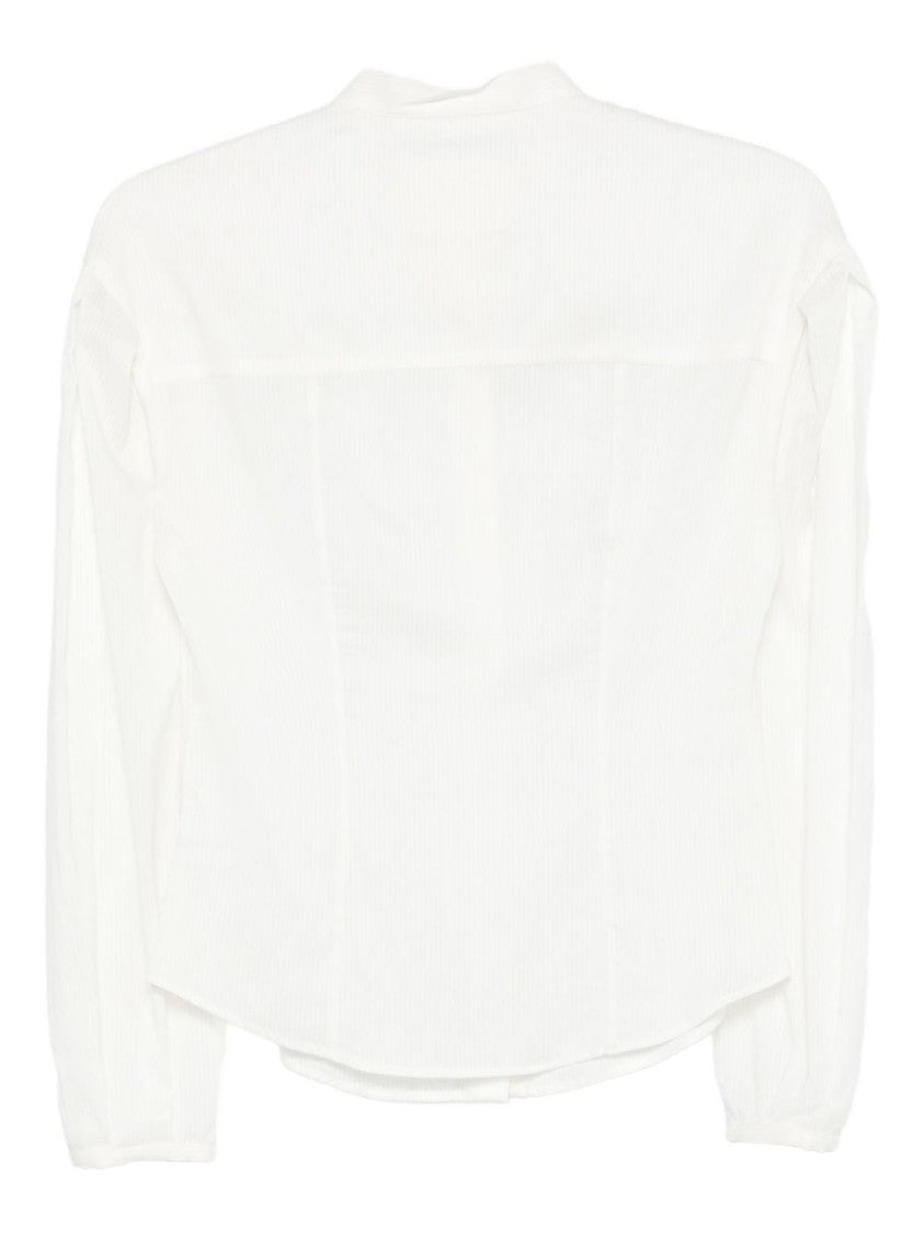 Xacus Long-Sleeved White Blouse With High Neckline