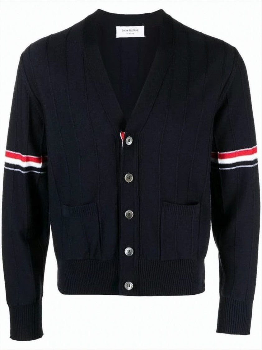 Thom Browne Classic V-Neck Cardigan With Striped Accents