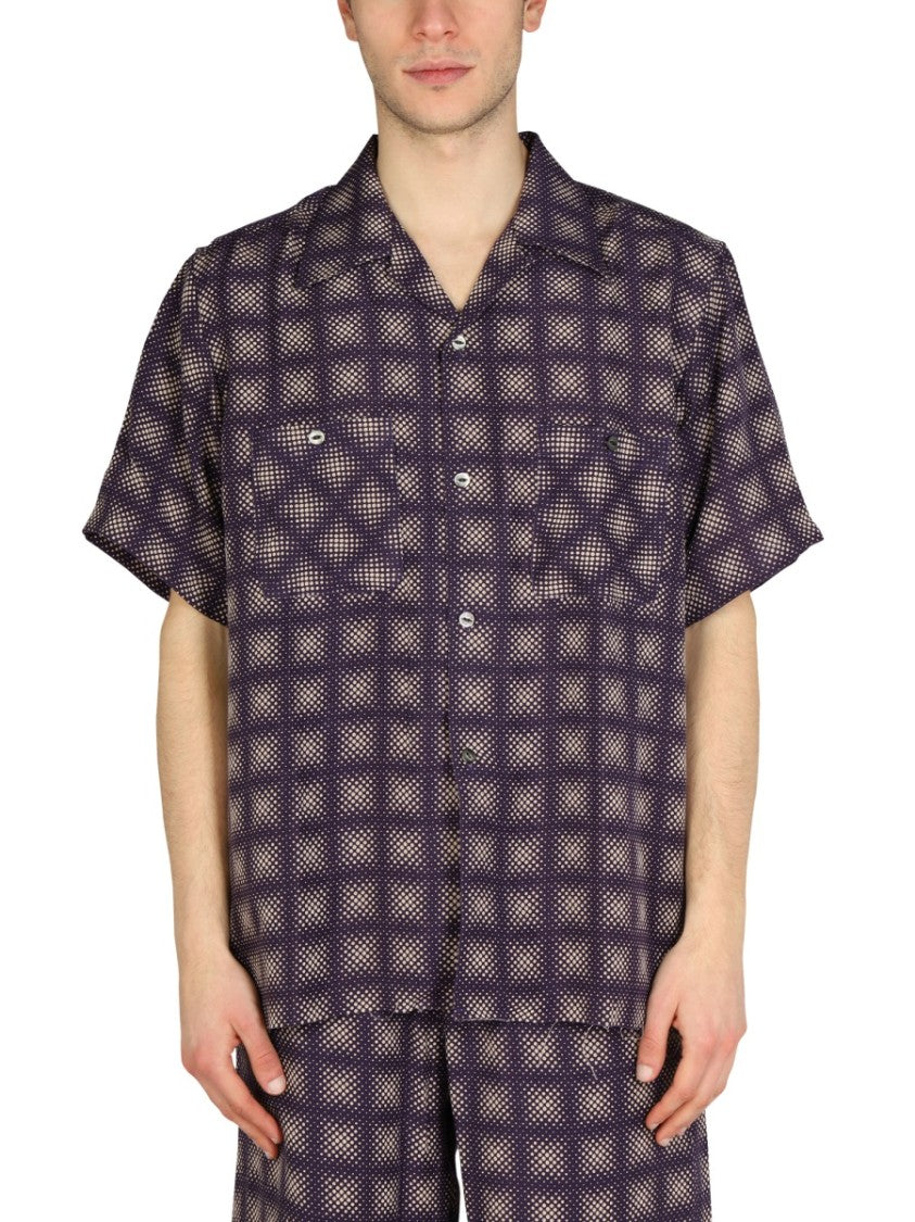 Needles Check Print Shirt With Bowling Collar
