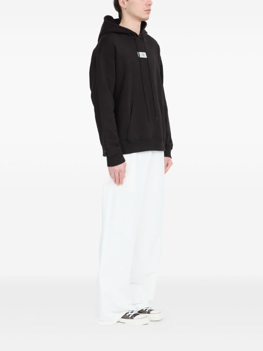 Mm6 By Maison Margiela Black Hoodie Sweatshirt With Adjustable Drawstring
