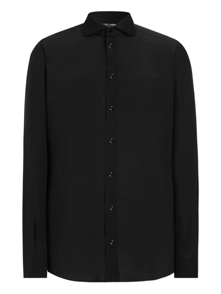 Dolce & Gabbana Long-Sleeved Black Tailored Fit Cotton Shirt