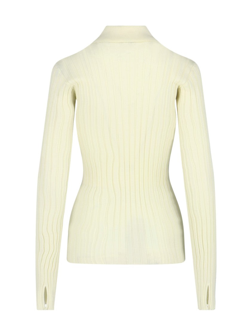 Calvin Klein Ribbed Knit Sweater With Classic Collar