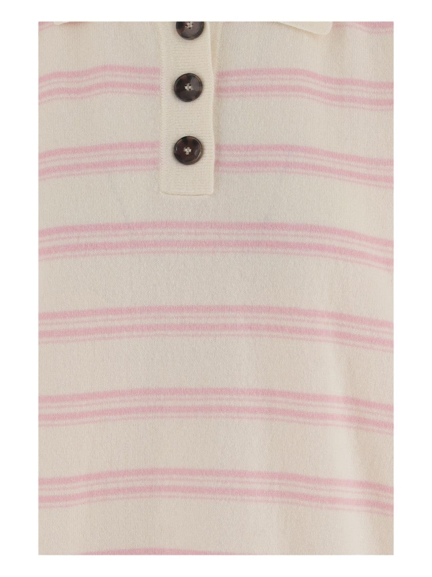 The Garment Pink Striped Wool-Cashmere Polo Shirt