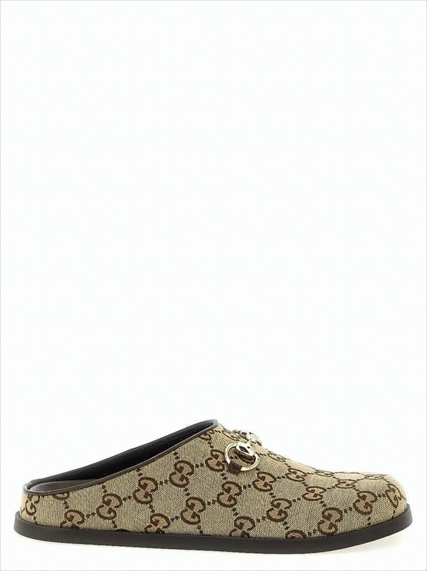 Gucci Canvas Slip-On Mules With Monogram Design