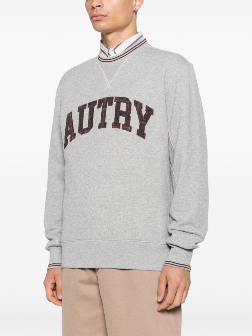 Autry Relaxed Fit Gray Sweatshirt With Textured Logo