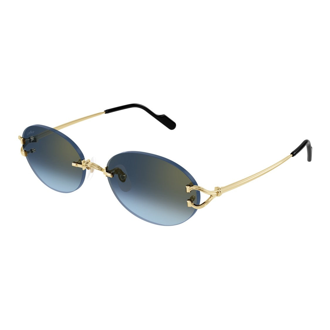 Cartier Rimless Oval Gradient Blue Tint Sunglasses