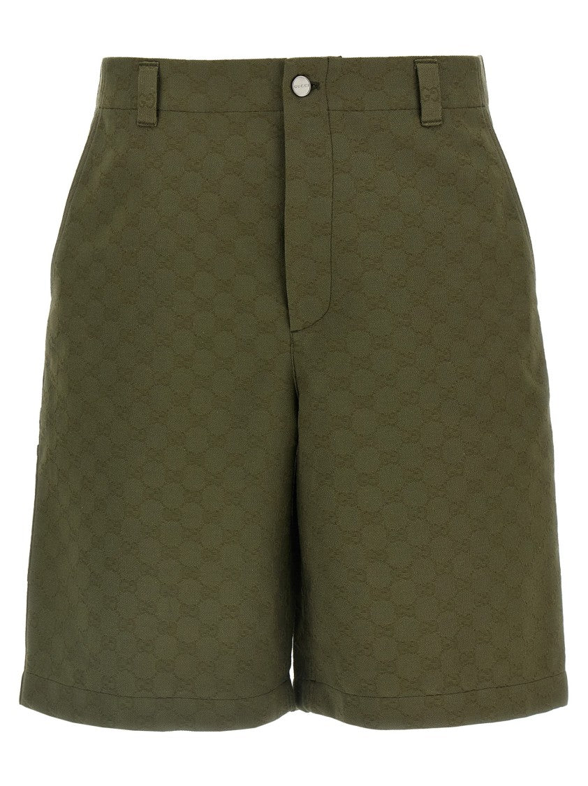 Gucci Wide Leg Gg Fabric Bermuda Shorts