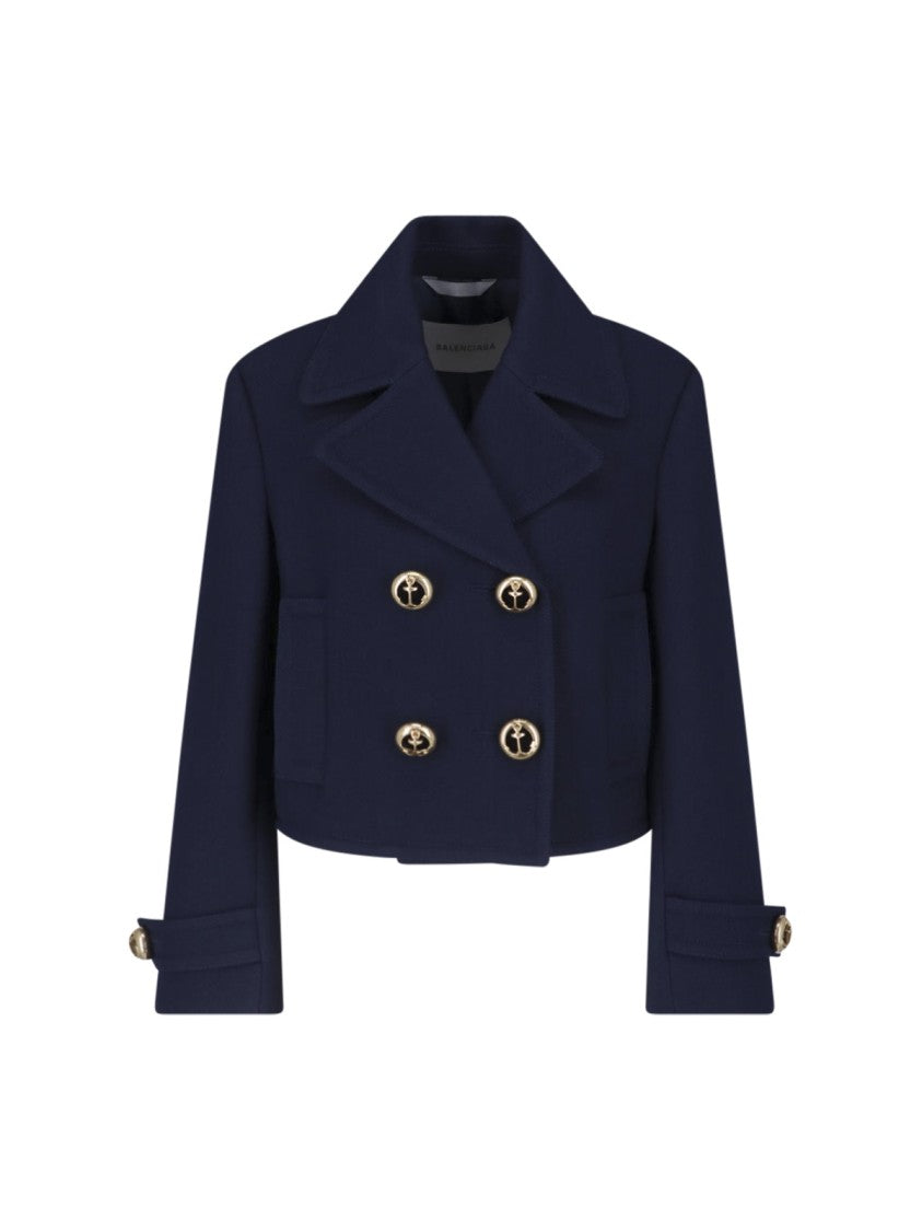 Balenciaga Cropped Double-Breasted Jacket With Gold Anchor Buttons