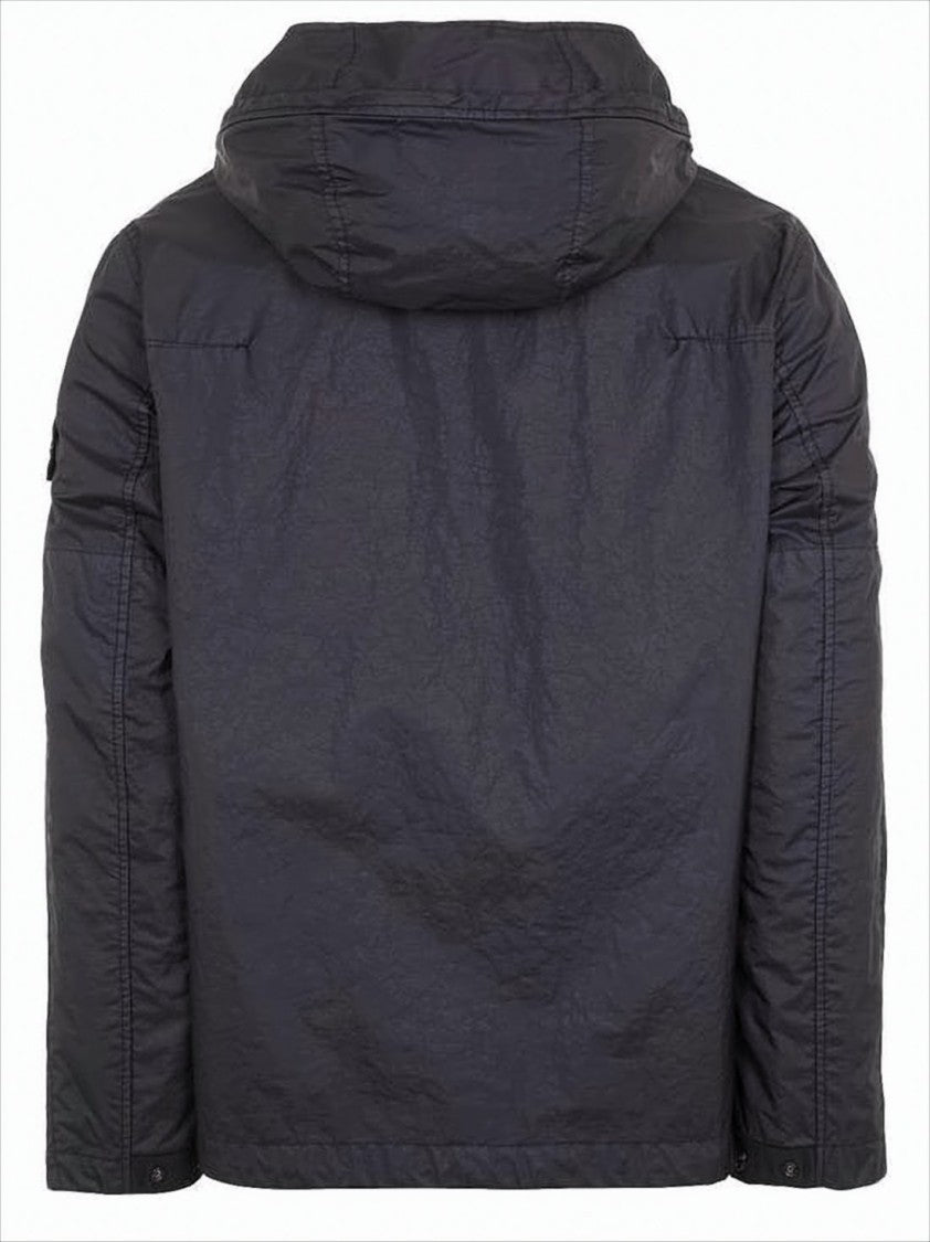 Stone Island Matte Finish Black Casual Jacket With Hood