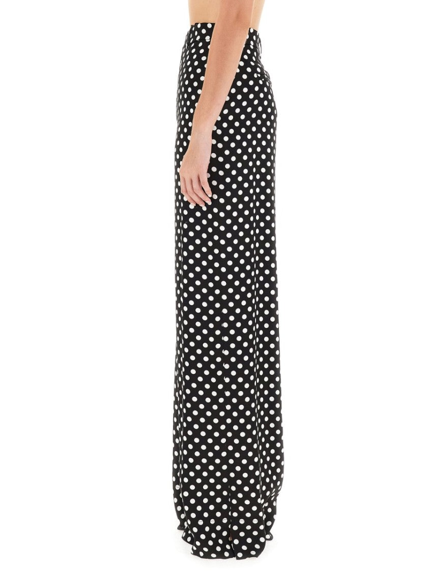 Saint Laurent Polka Dot Wide-Leg Pants With High Waist
