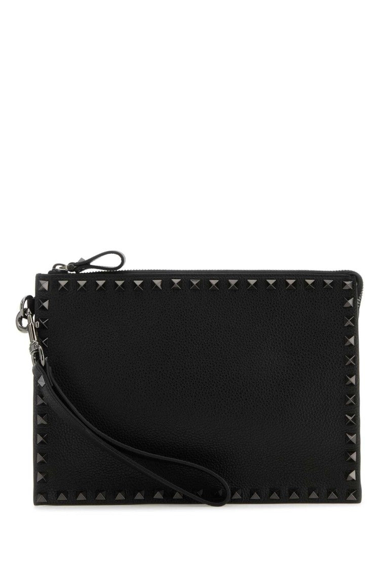 Valentino Garavani Black Leather Rockstud Clutch