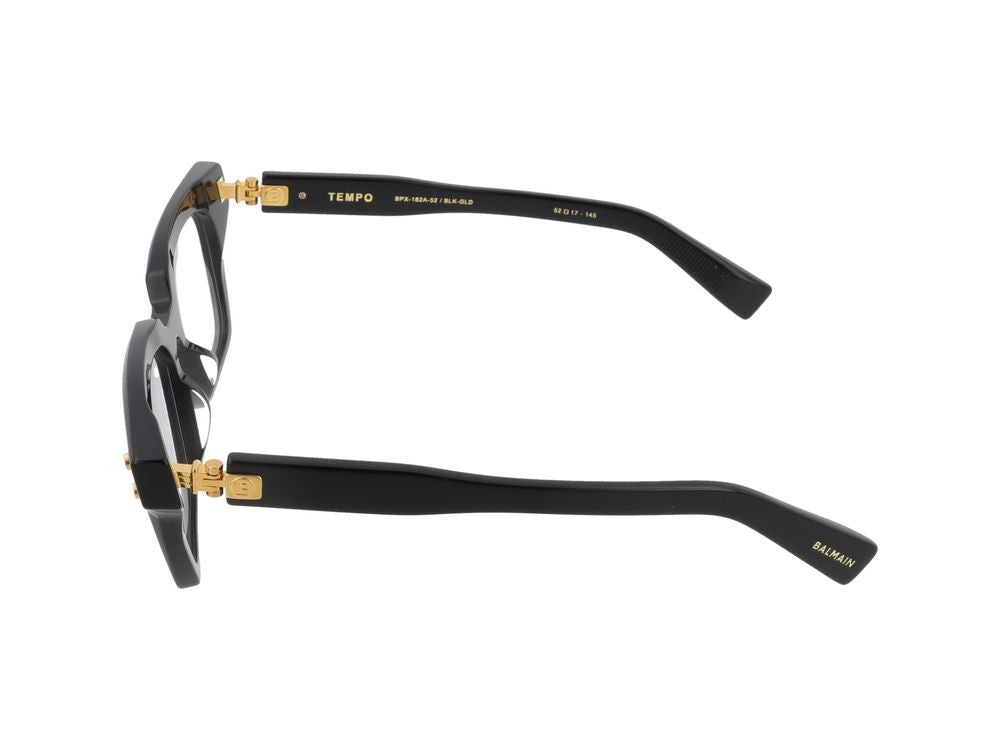 Balmain Black Tempo Acetate Square Glasses